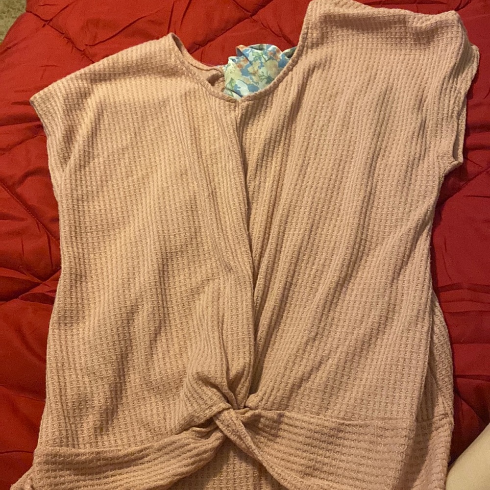 Pink shirt with tie in back
